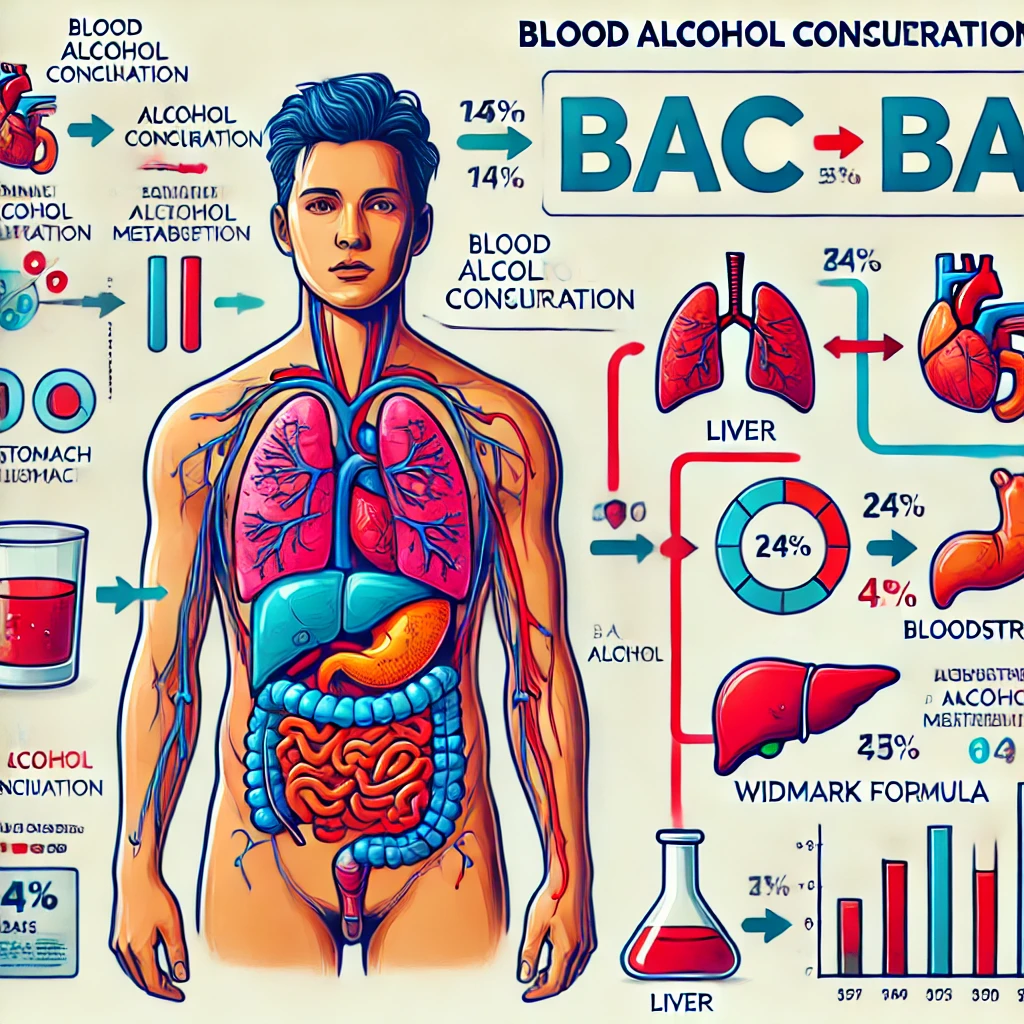 A comparison chart illustrating the effects of different BAC levels, including physical and cognitive impairments, useful for interpreting BAC calculator outputs